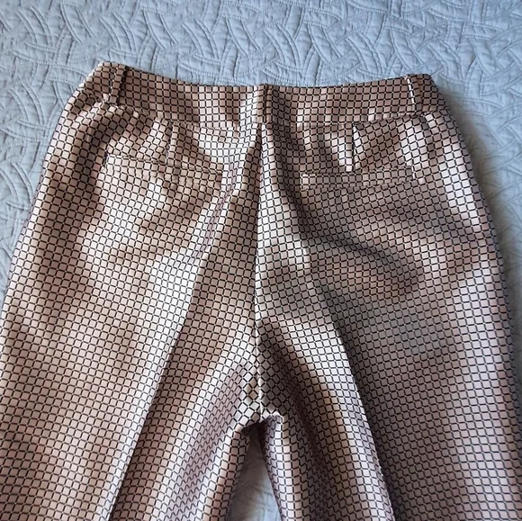 Kate Spade Lewitt Margaux Crop Satin Pants Pink Check Womens 6 Preppy - Picture 8 of 14